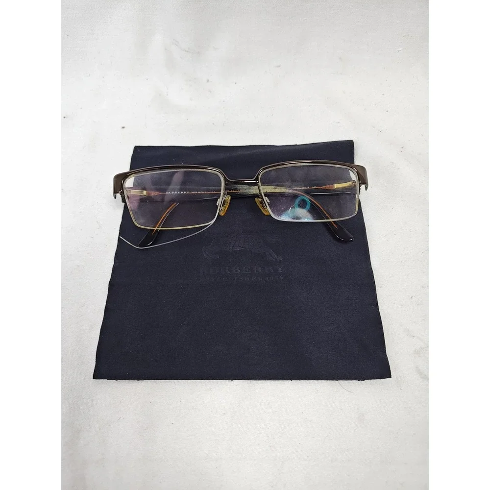 Burberry B1110 1031 Brown Metal Half Rim Eyeglasses 53-18-140 Case flaw READ!!